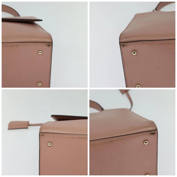 Salvatore Ferragamo Vala Hand Bag Leather 2way Pink Gold Auth - Picture 15 of 15